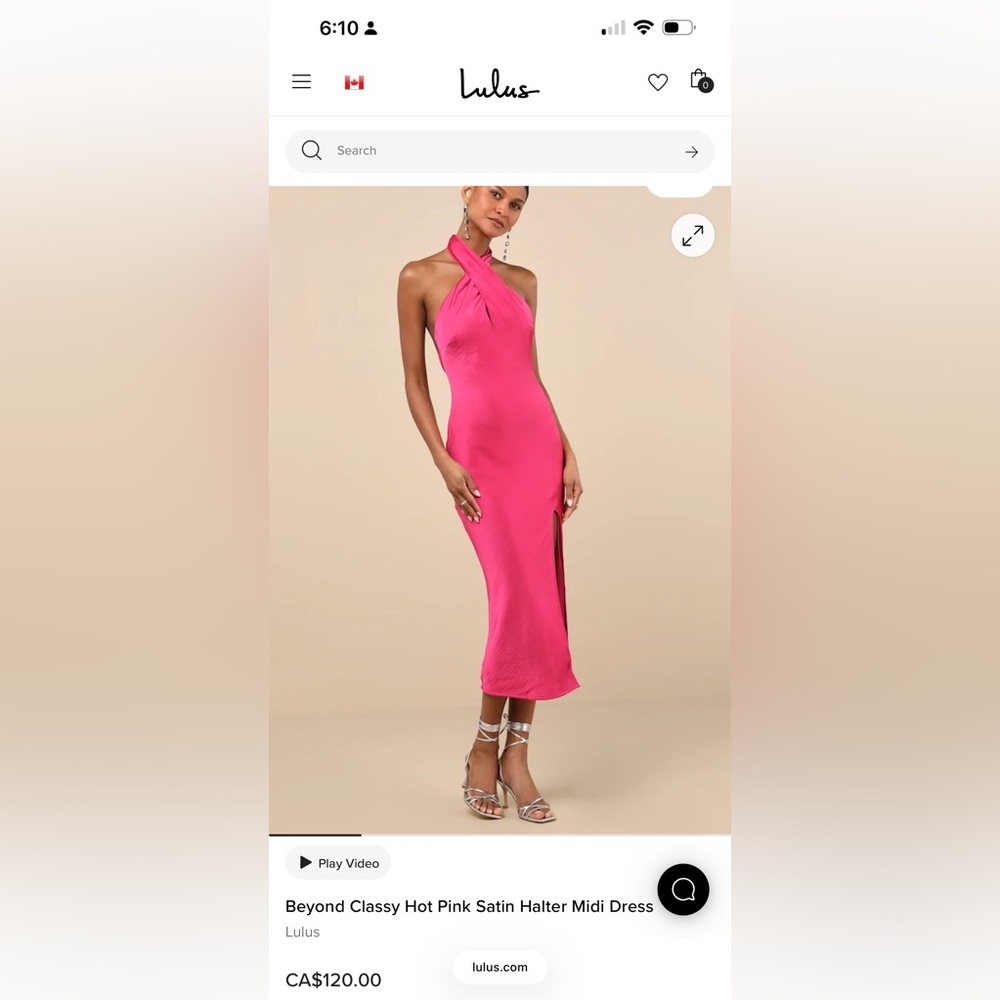 Lulu's Beyond Classy Hot Pink Satin Halter Midi Dress